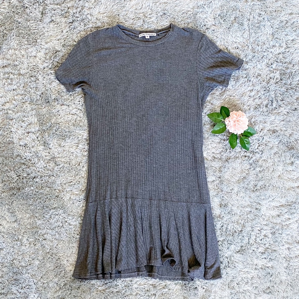 Cake + Roses Grey Peplum Mini Dress